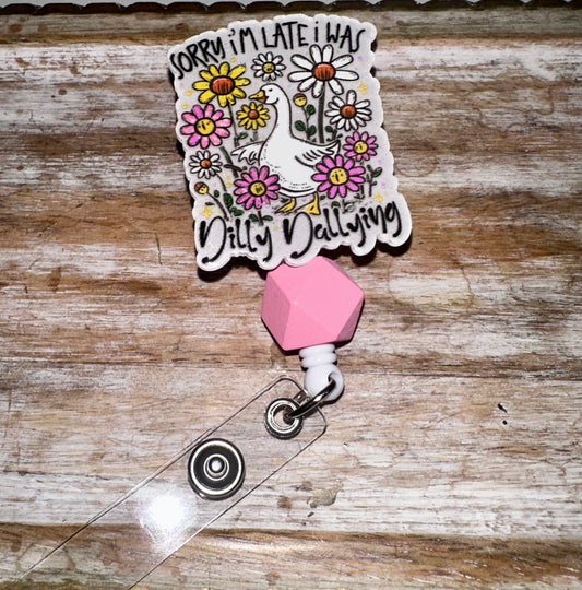 Dilly dally badge reel - alligator clip