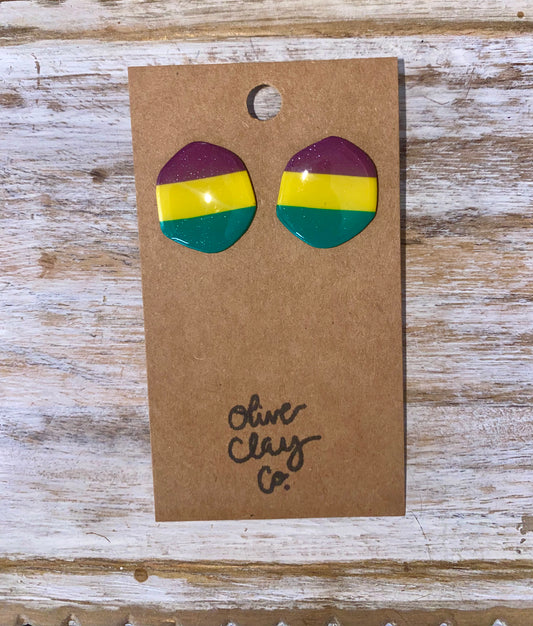 Mardi Gras stud earrings