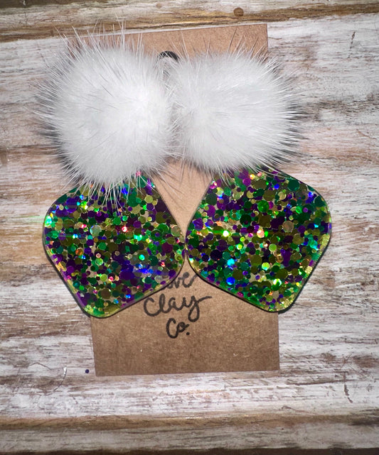 Mardi Gras Pom earrings