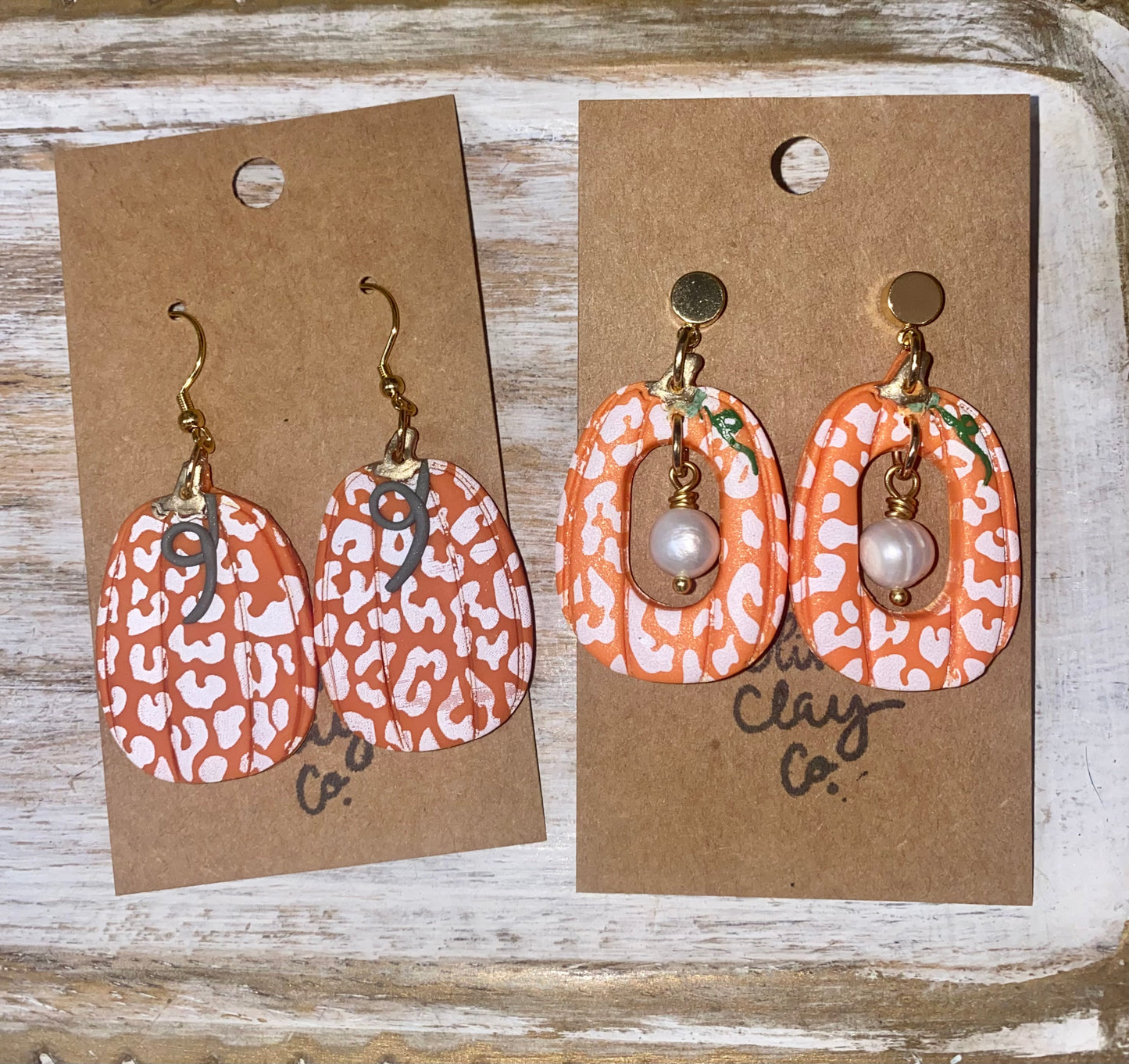 Cheetah pumpkin dangles