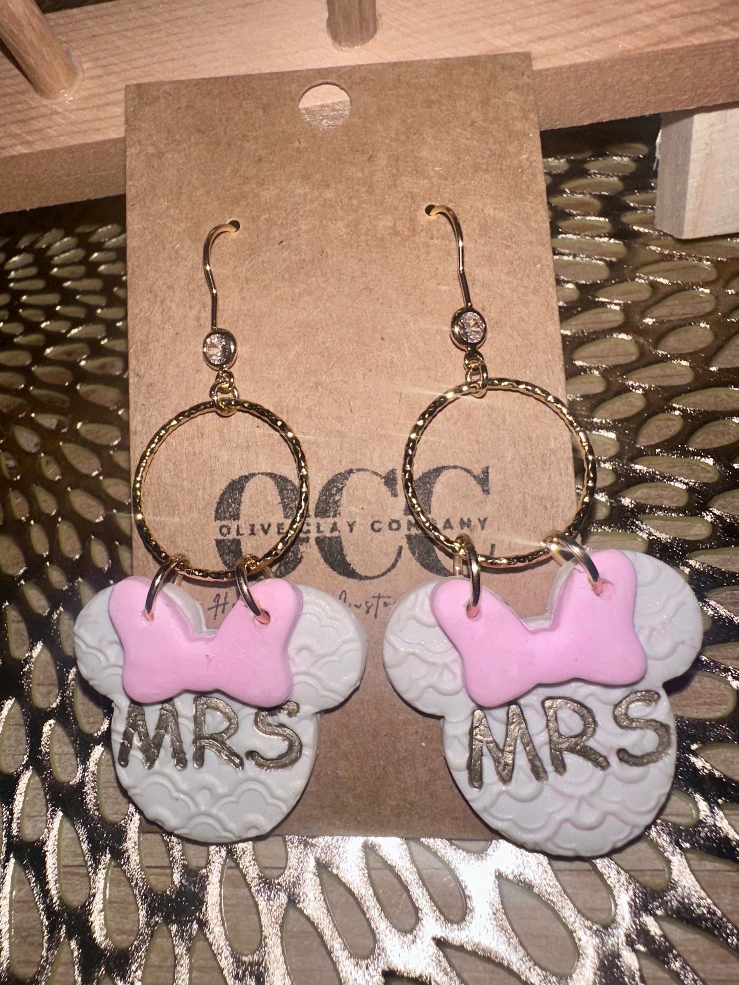 Textured Mouse bridal earrings