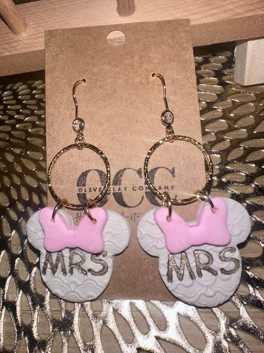 Textured Mouse bridal earrings