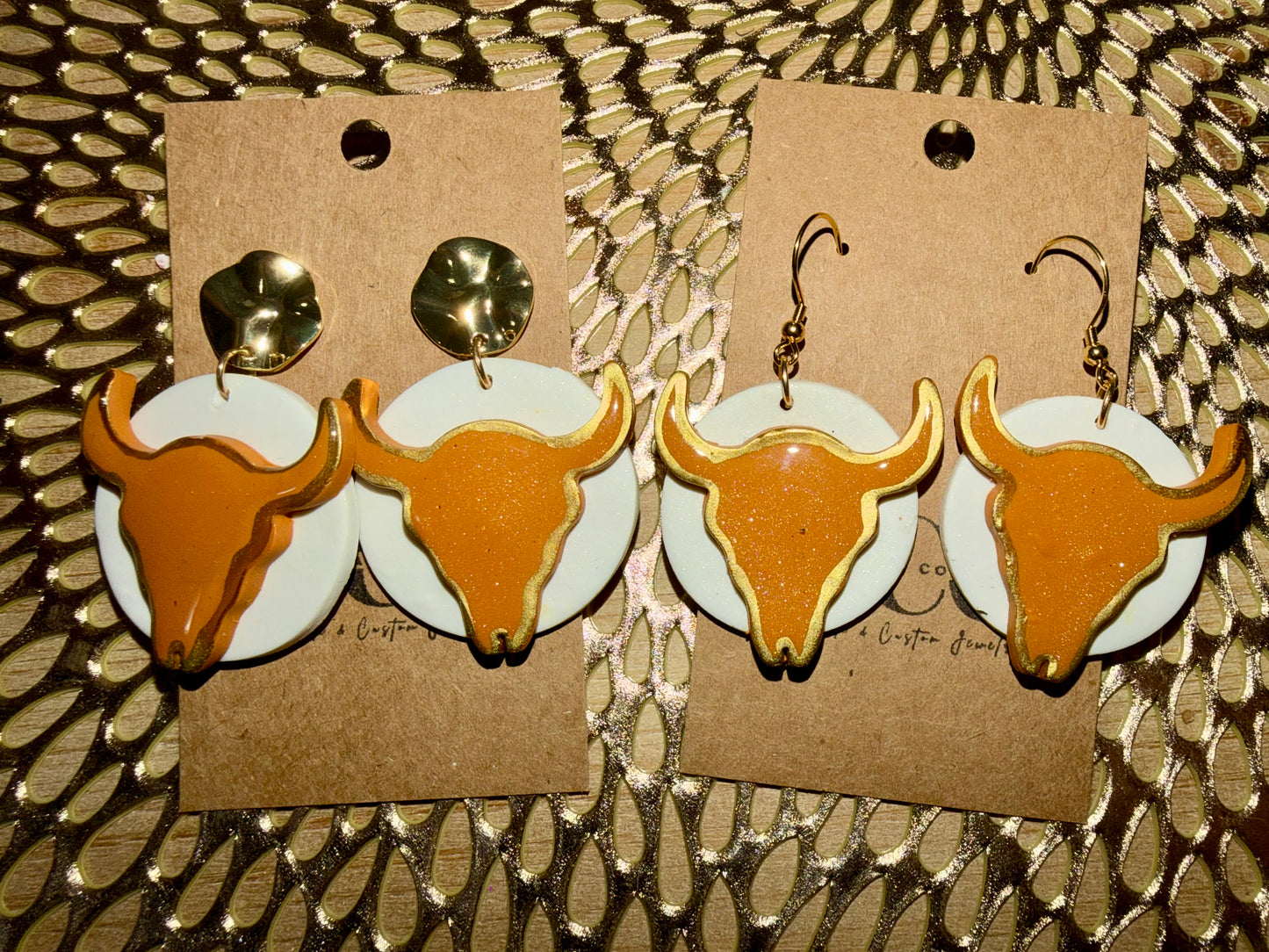 Large Texas Longhorns earrings