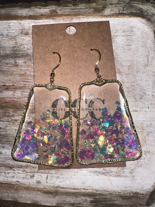 Large iridescent Glitter resin hoops