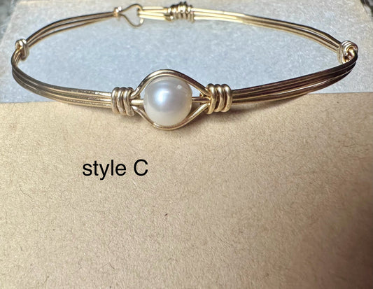 Wire Pearl wrapped bracelet