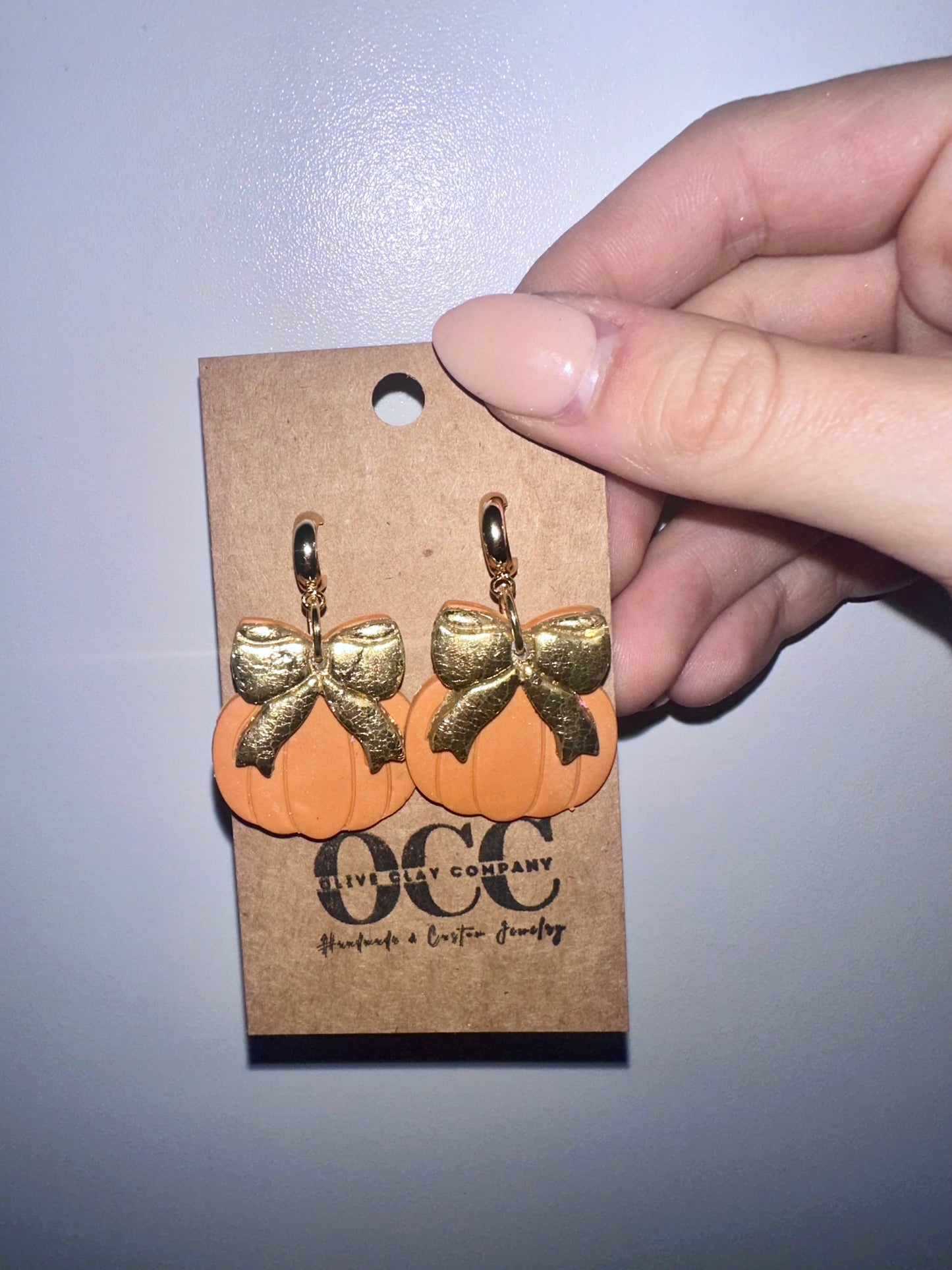 pumpkin clay earrings