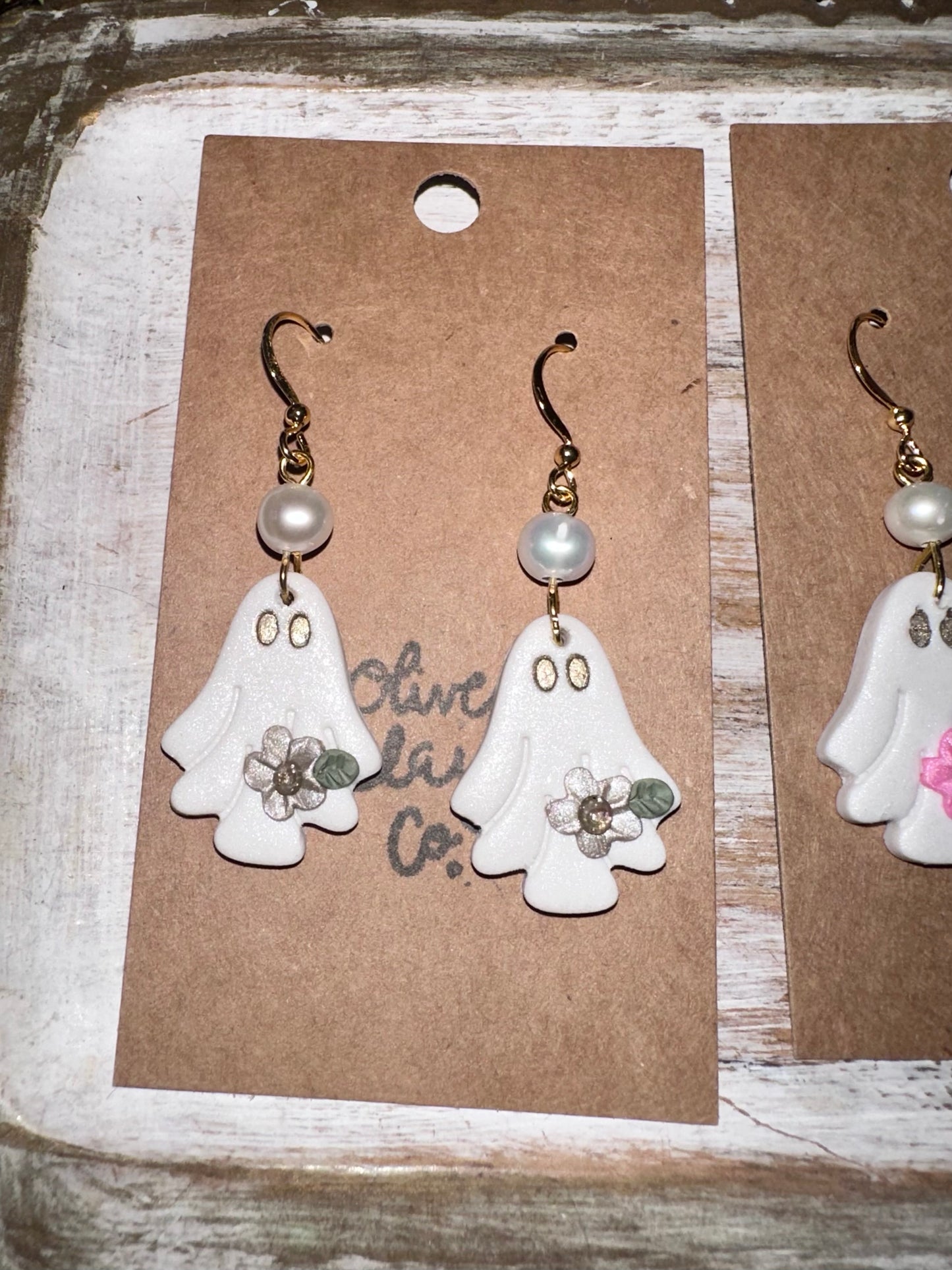 Small floral ghost earrings