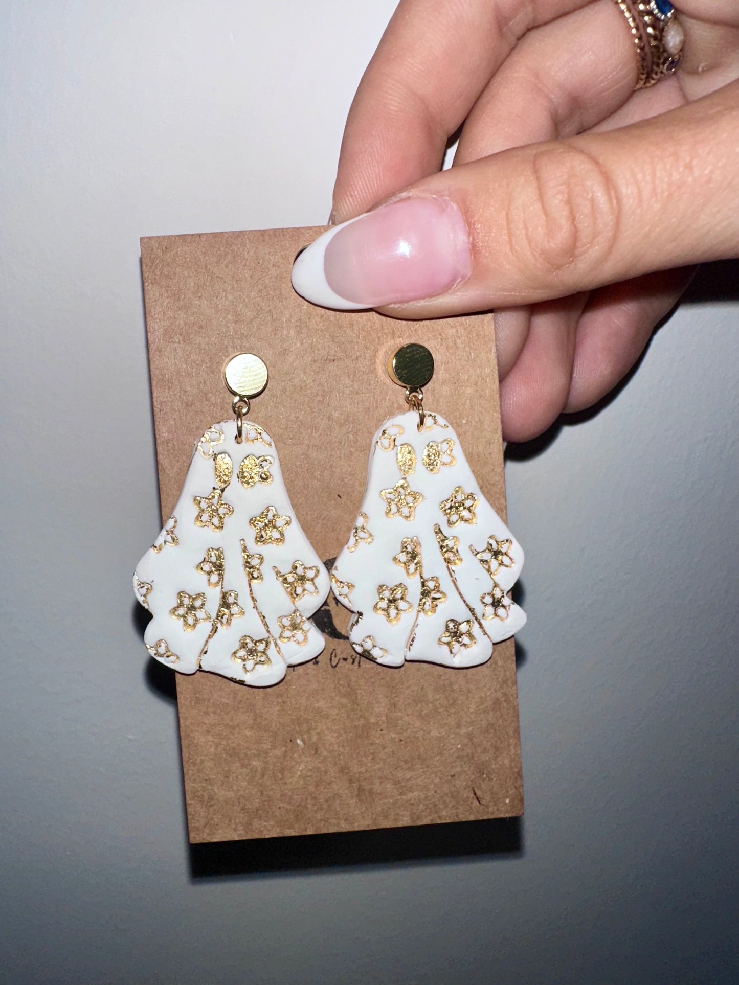 Butterfly flower dangle clay earrings