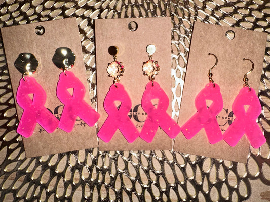 Breast cancer awareness earrings