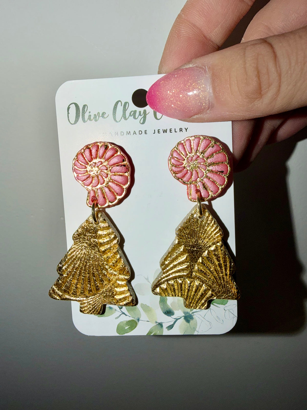Coastal Christmas clay earrings