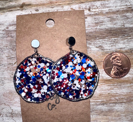 Star Patriotic Glitter small Hoops