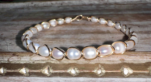 Smaller Pearls wire wrapped bracelet