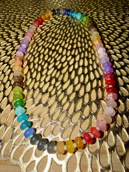 Rondelle bead necklace- stretchy with no clasp 18inches