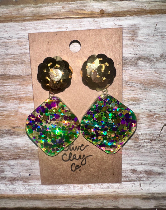 Mardi Gras sequin earrings