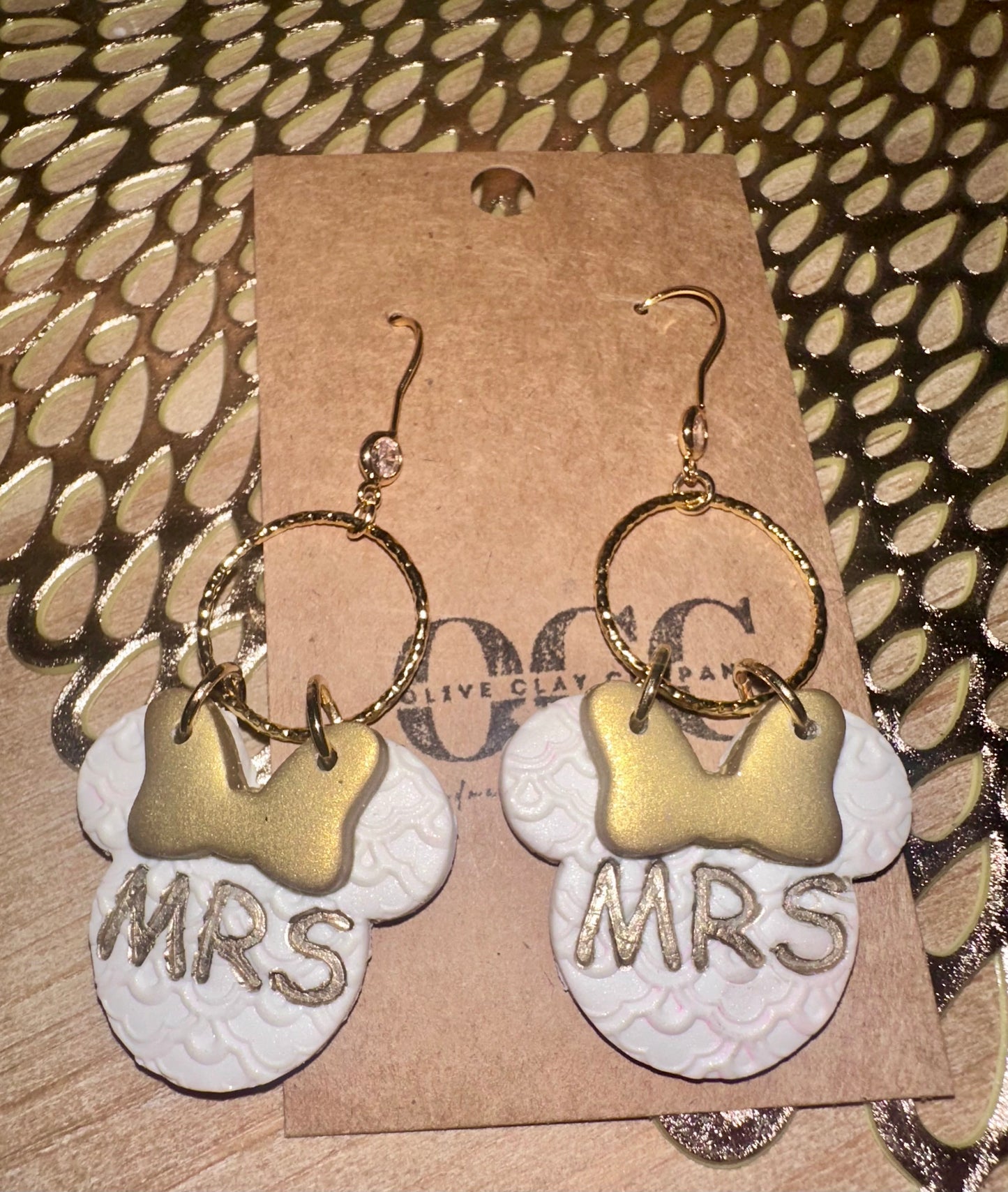 Textured Mouse bridal earrings