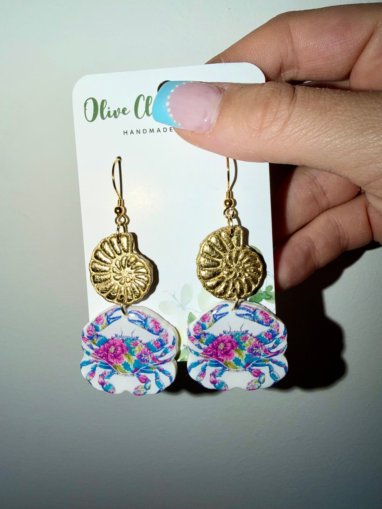 Gold leaf crab earrings