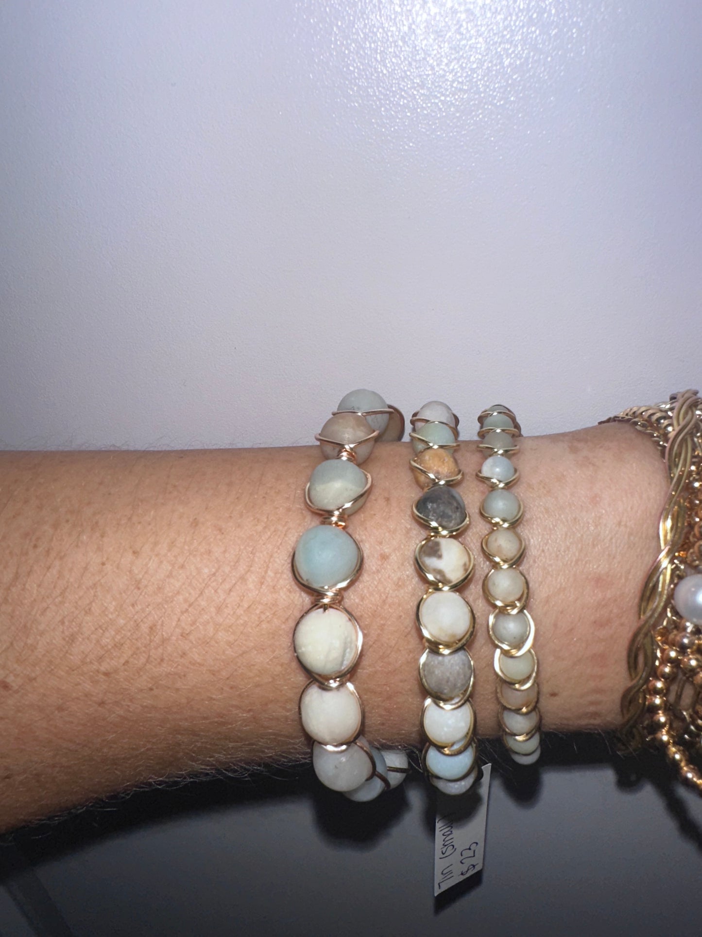 Neutral beaded wire bracelet - 3 sizes available