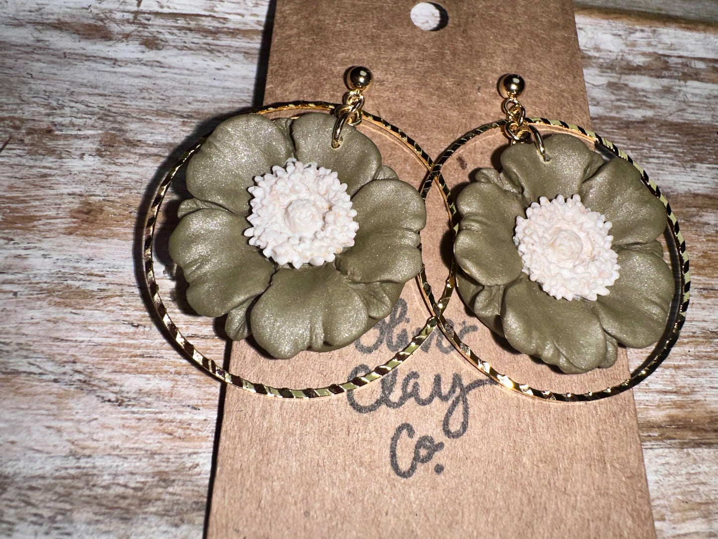 Olive floral hoops