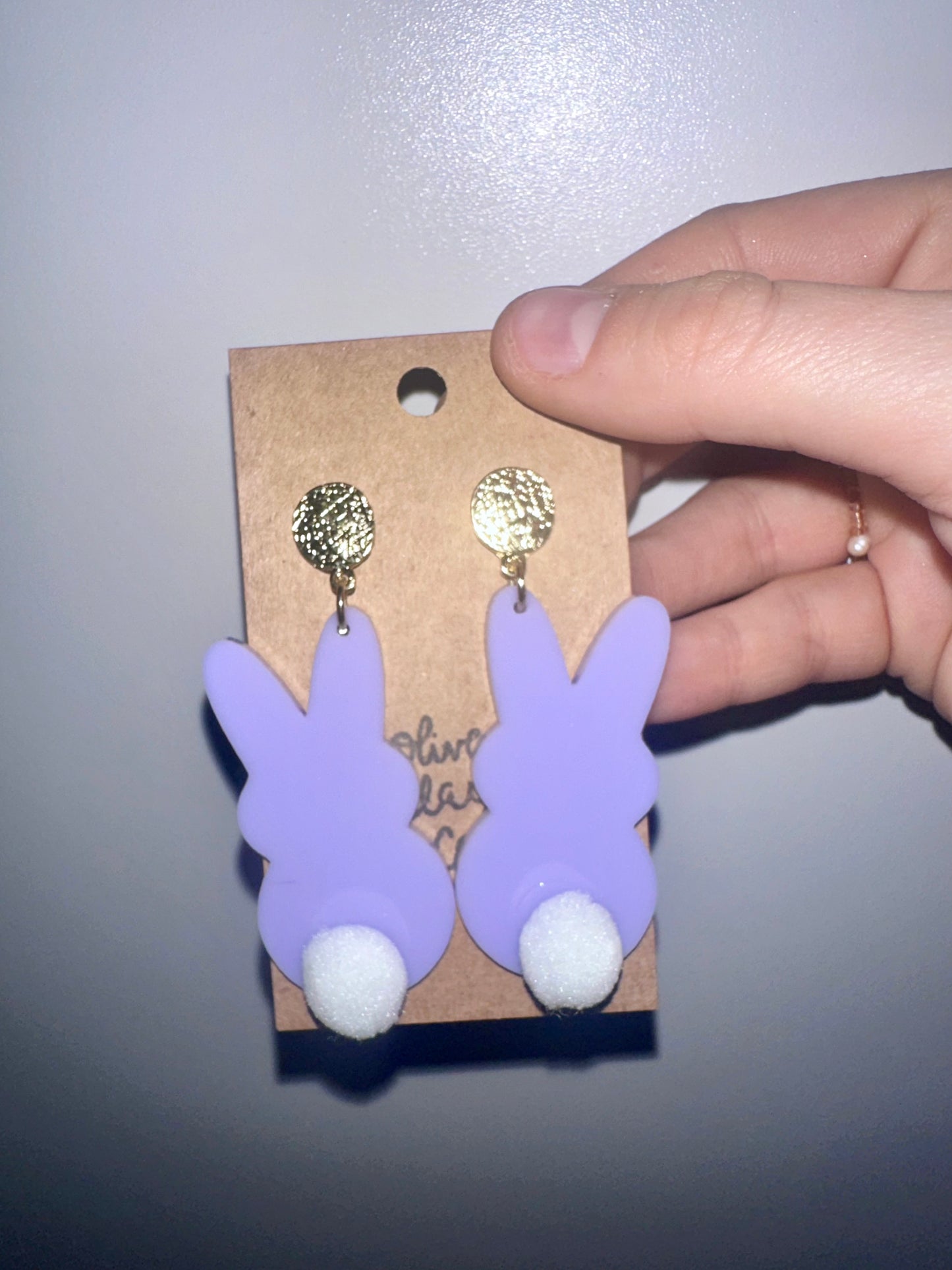 Large peep Pom earrings