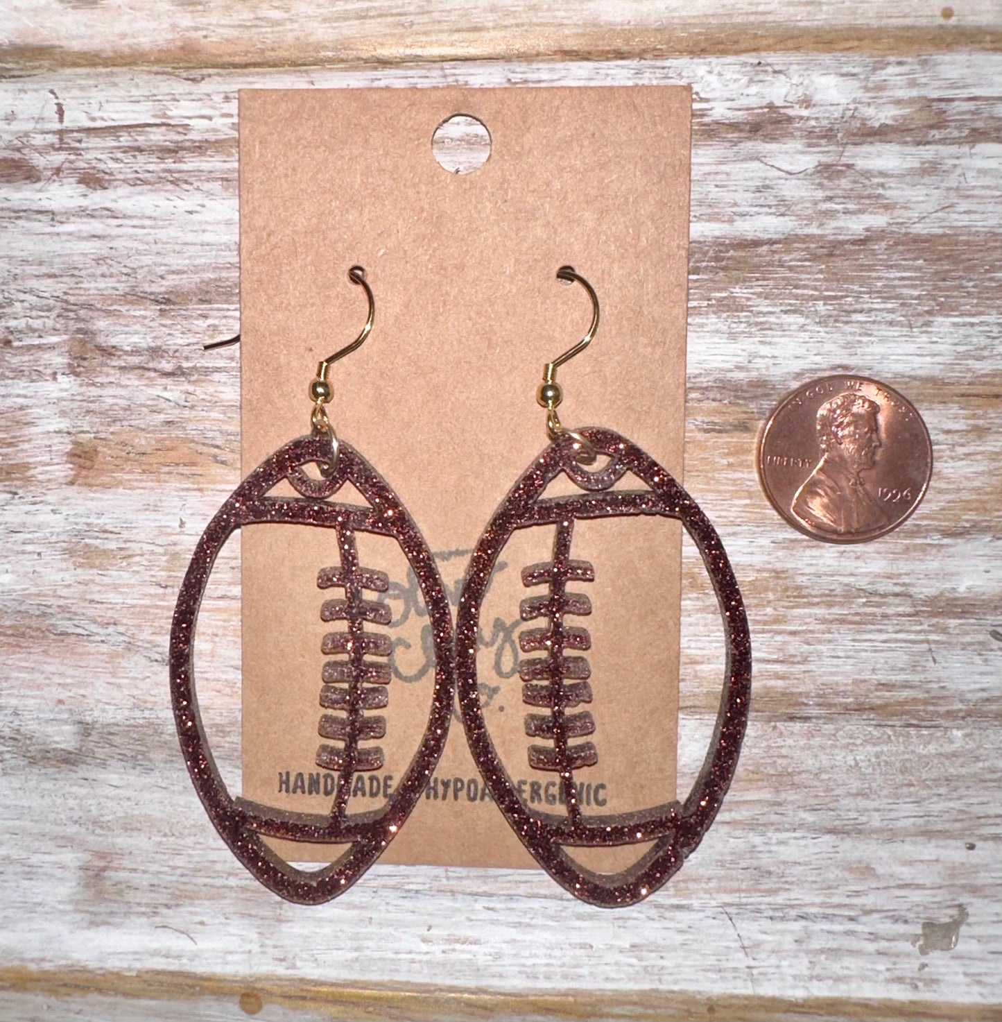 Large Acrylic football earrings