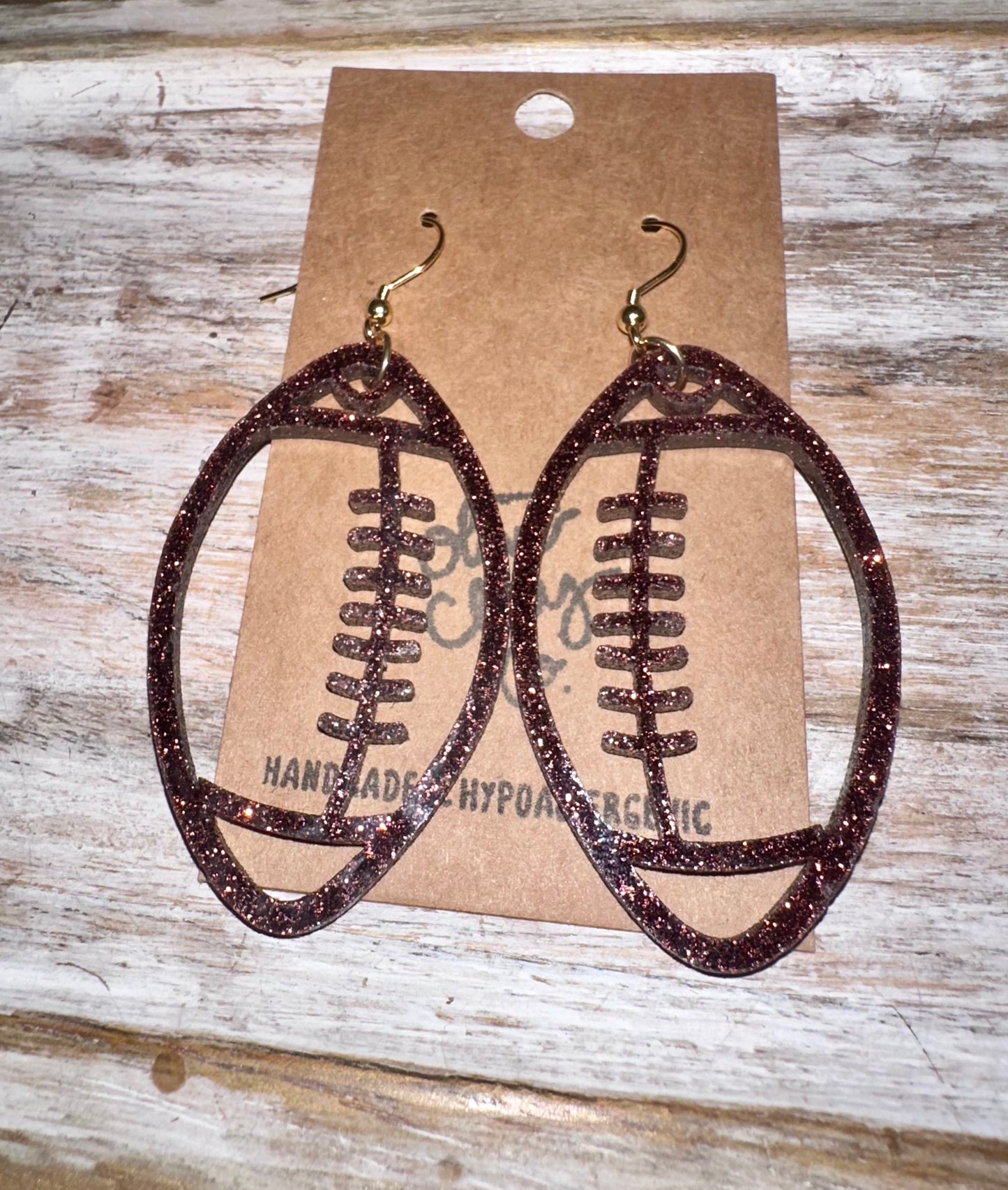 Large Acrylic football earrings