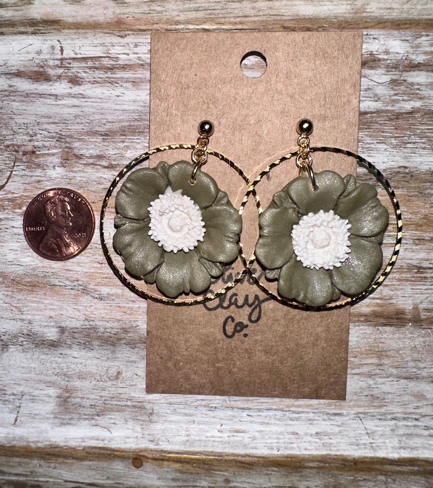 Olive floral hoops