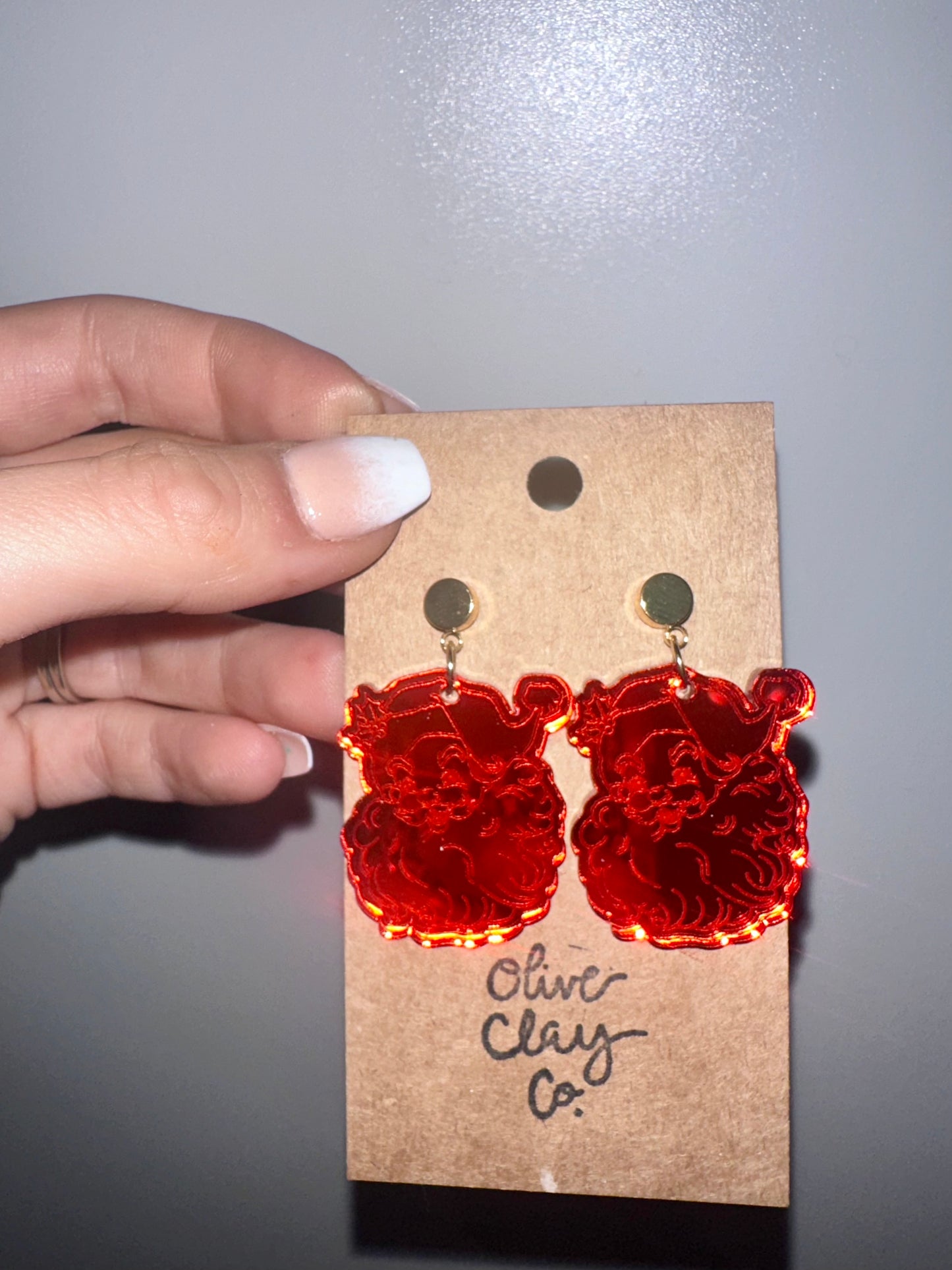 Mirror Acrylic Santa Earrings