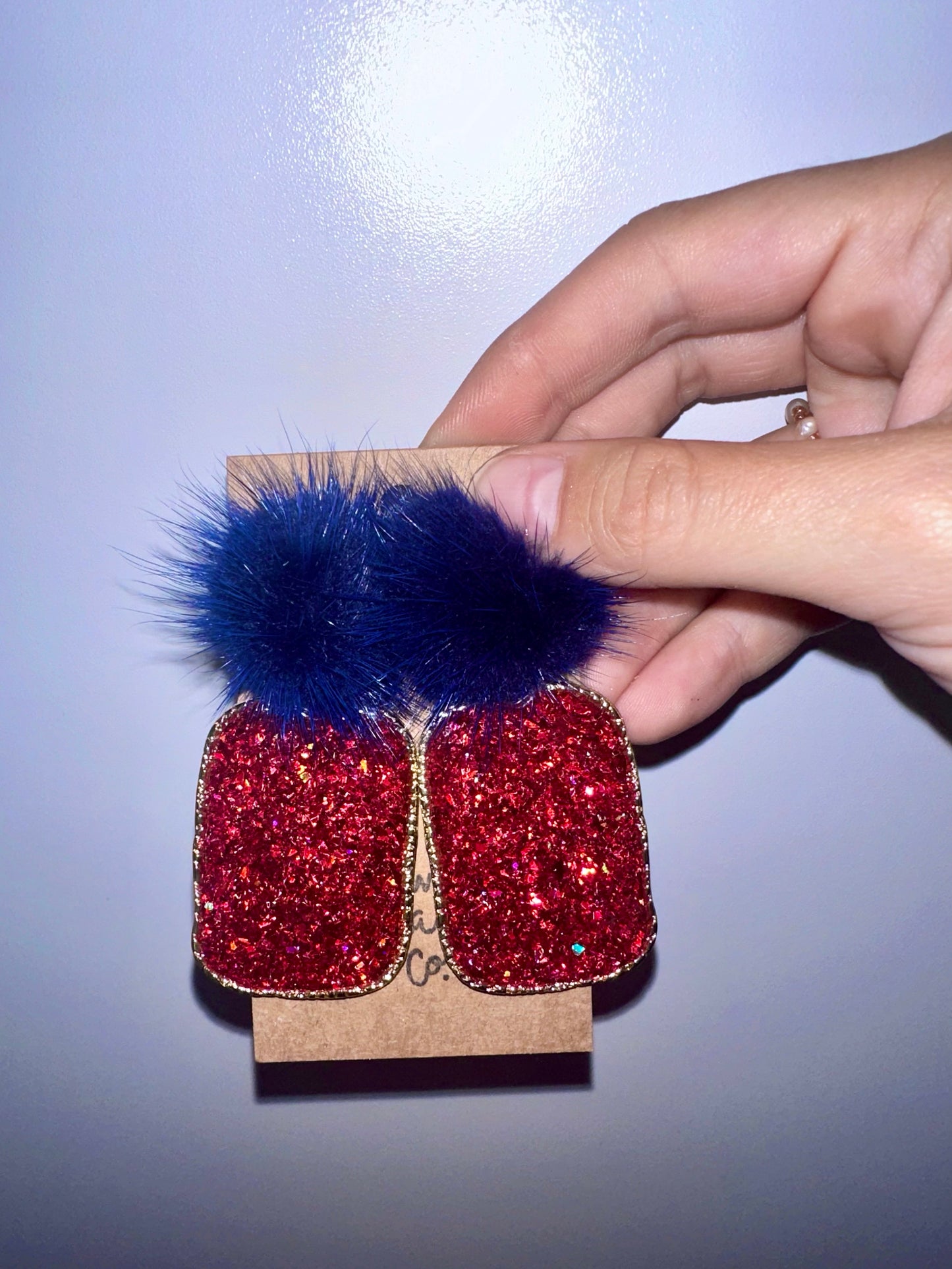 Pom glitter hoop earrings