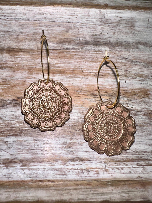 Mandala textured clay earrings