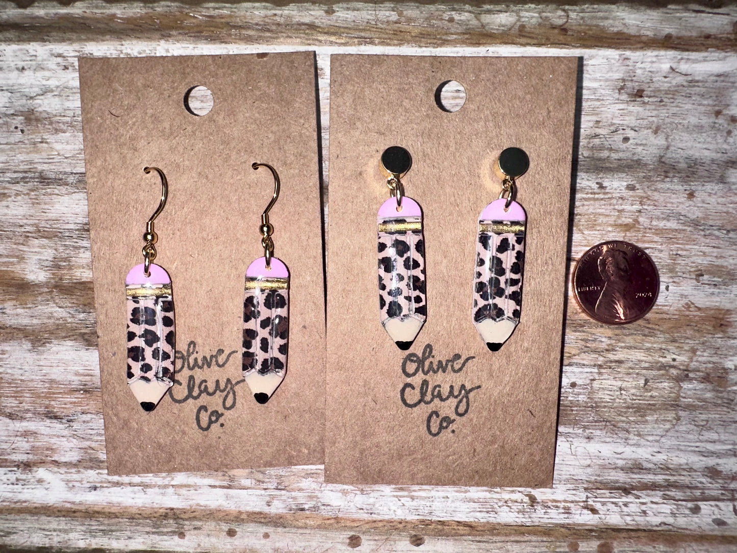 Skinny cheetah pencil earrings