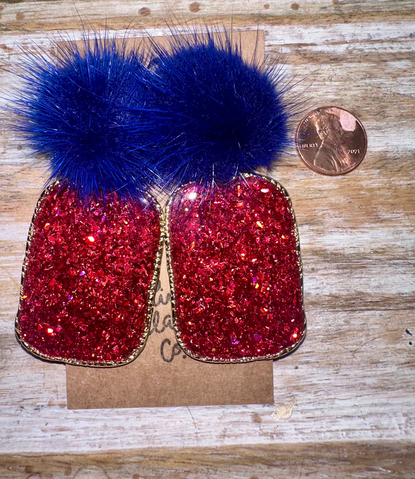 Pom glitter hoop earrings