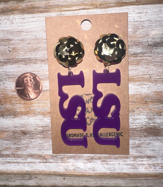 LSU Acrylic Earrings