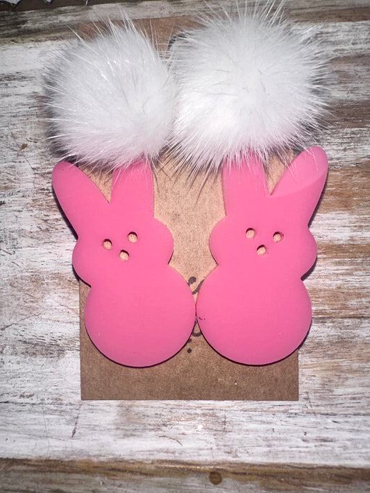 Large peep Pom earrings