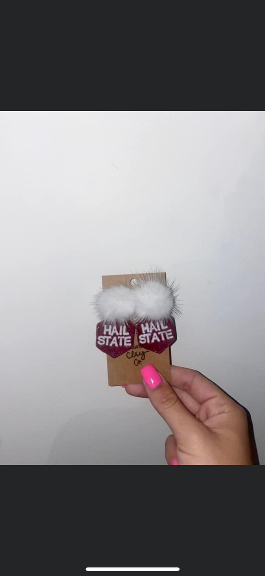 Hail State Pom Earrings