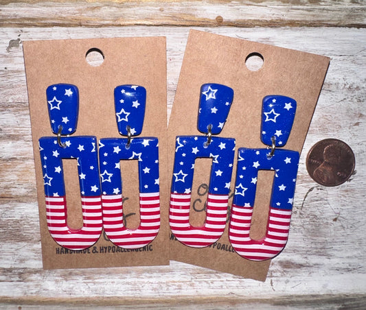 Stars and Stripes clay earrings