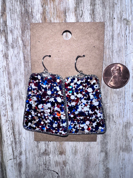 Trapezoid Patriotic Glitter Hoops