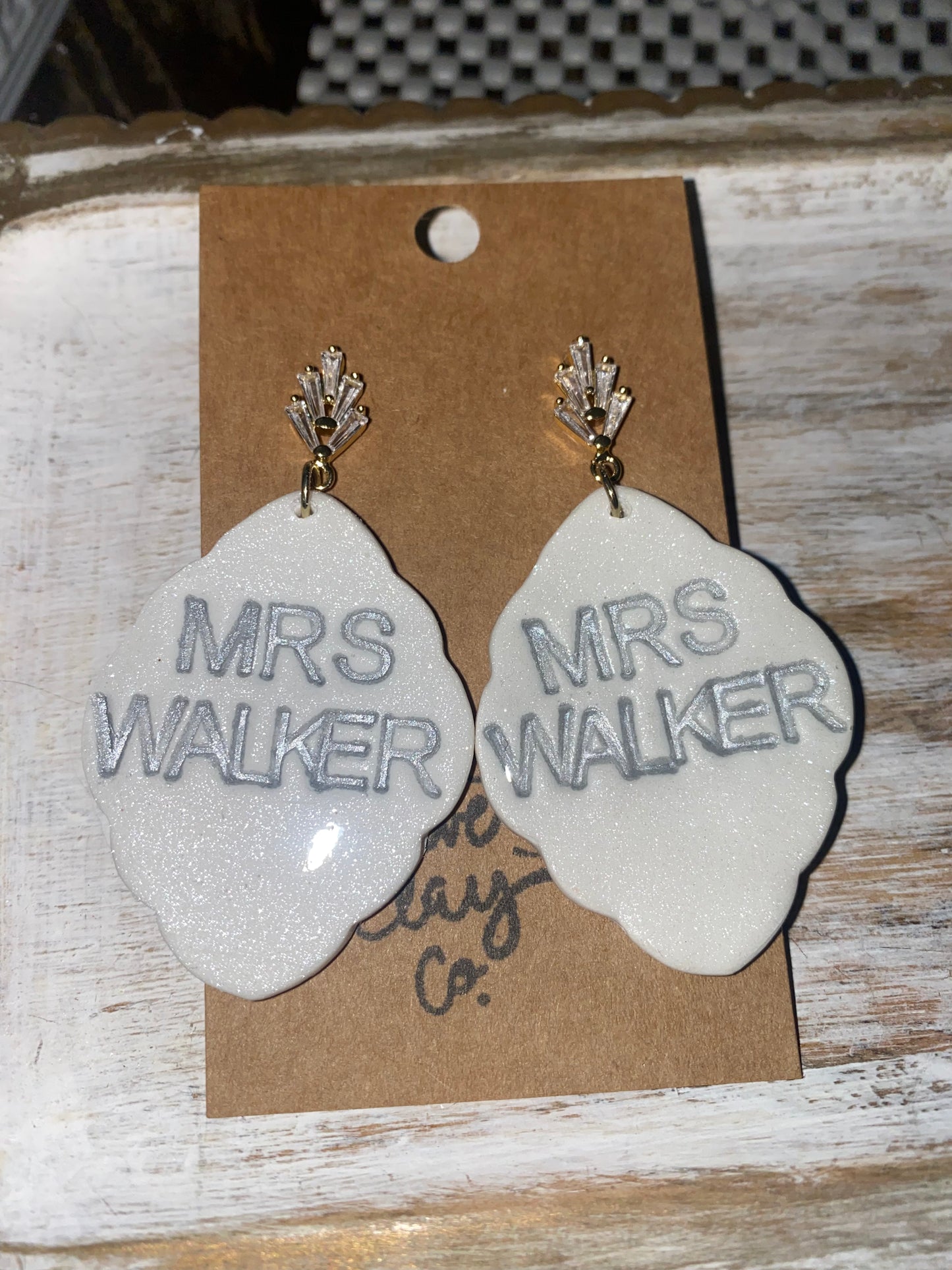 Personalized Silver Clay Earrings
