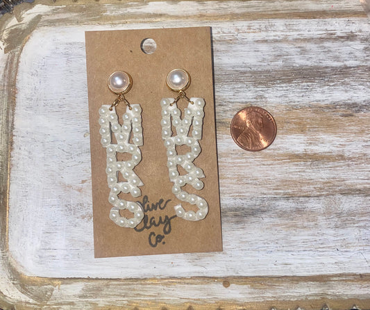 Bedazzled Pearl MRS Earrings