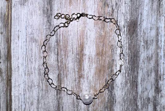 14k GF heart pearl bracelet