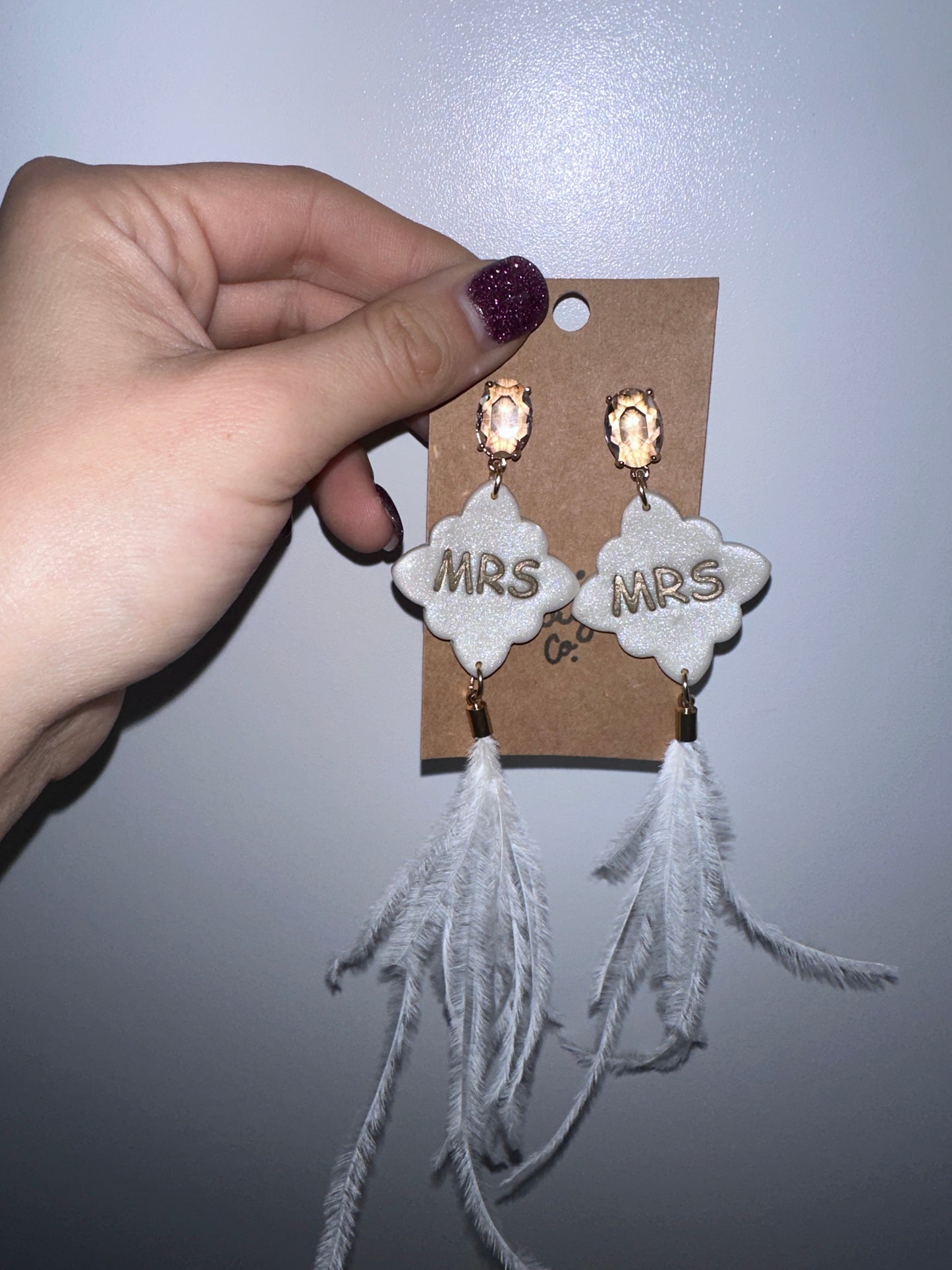 MRS feather Clay Earrings