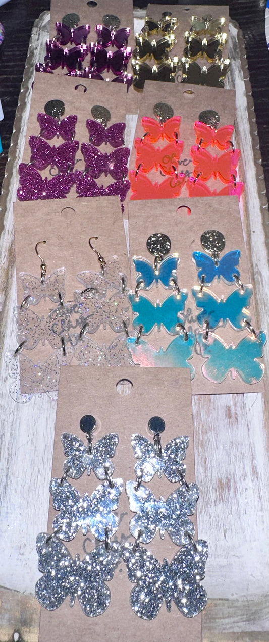 Butterfly tier acrylic earrings