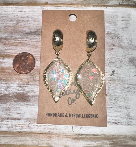 Opal leaf resin earrings