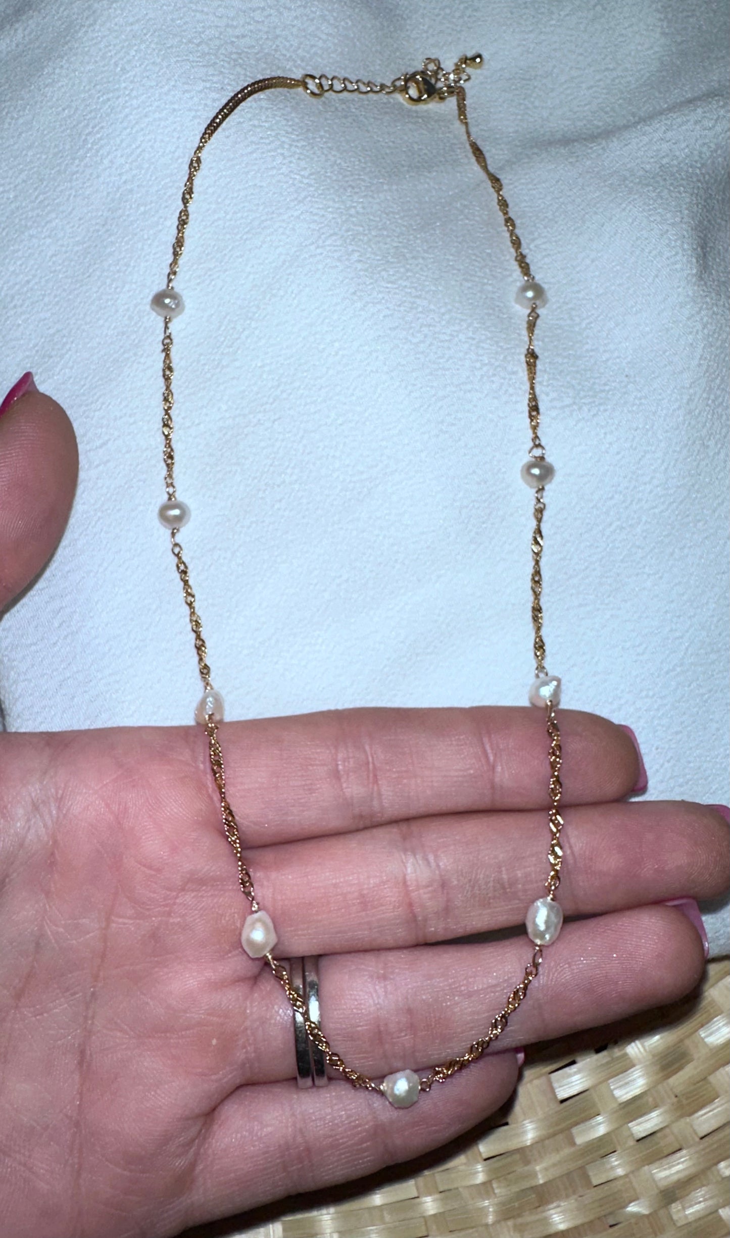 14k GF Twisted Pearl Necklace