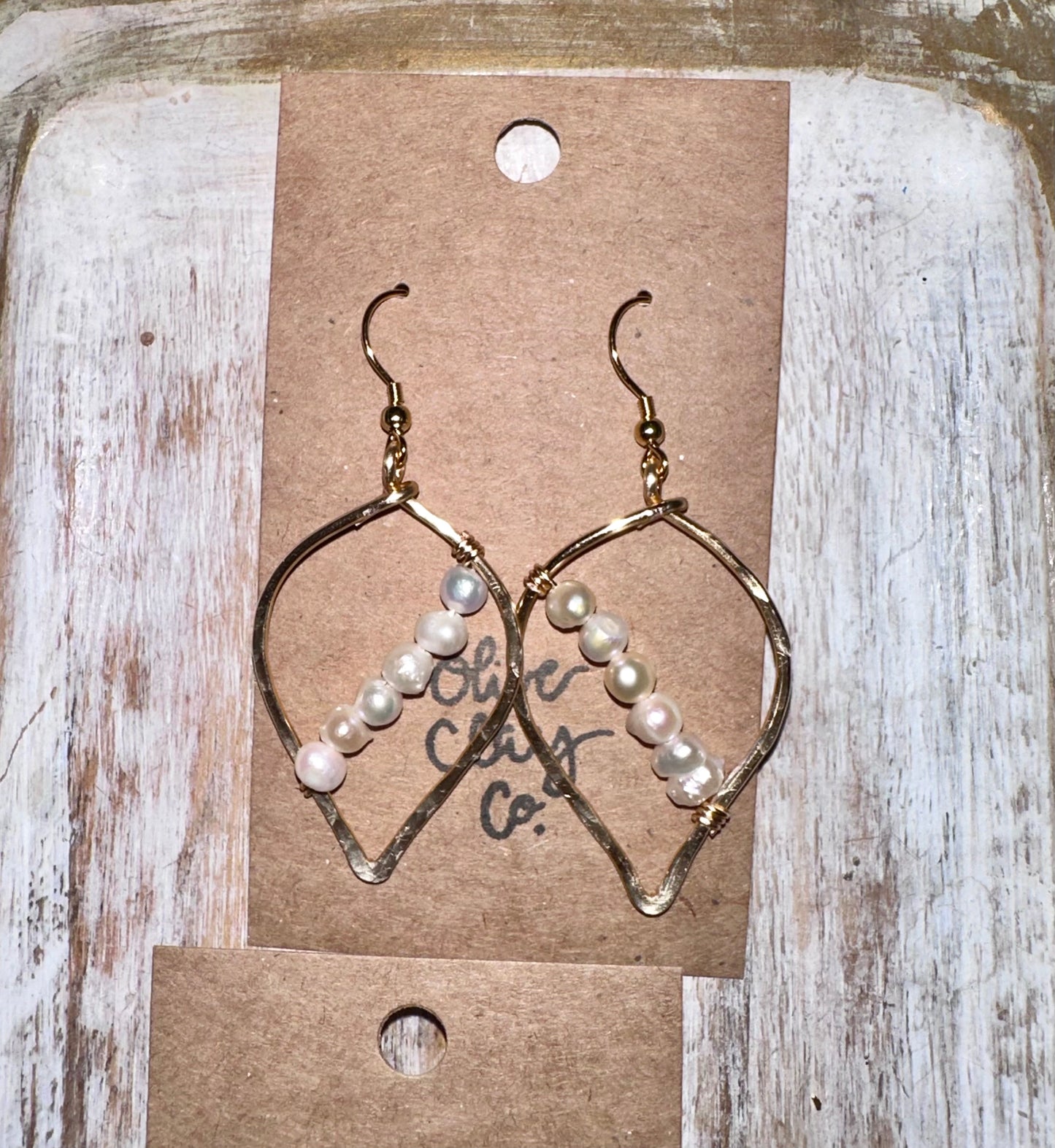 Petal Pearl Wire Earrings