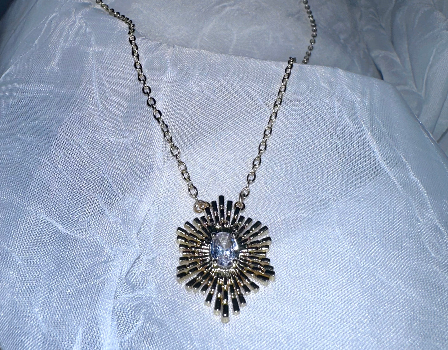 18k gold plated Crystal Sunburst Necklace