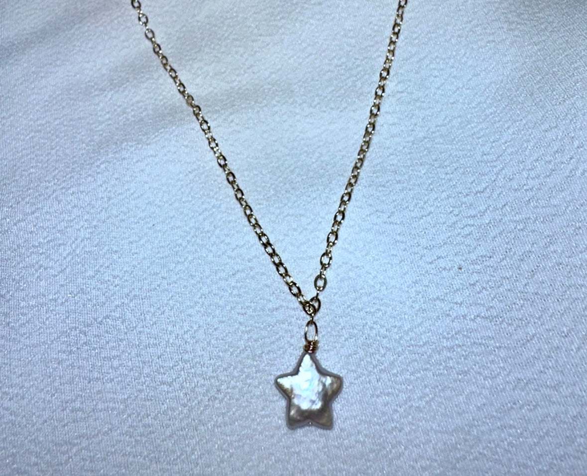 14k GF Freshwater Pearl Star Necklace