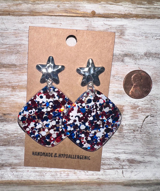 Patriotic glitter earrings