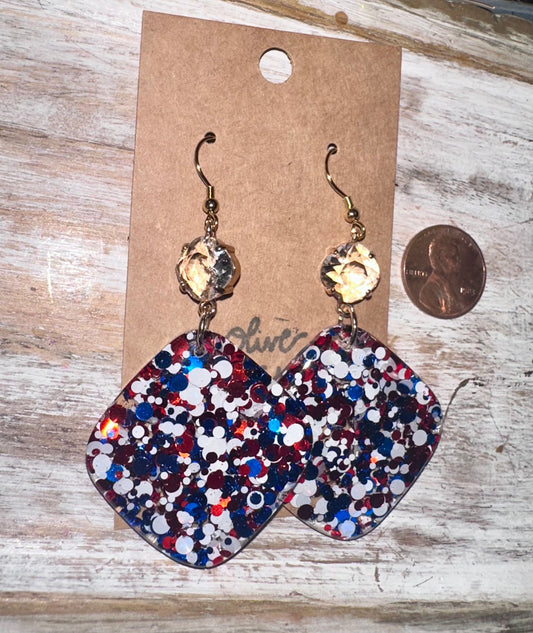 Crystal glitter resin earrings