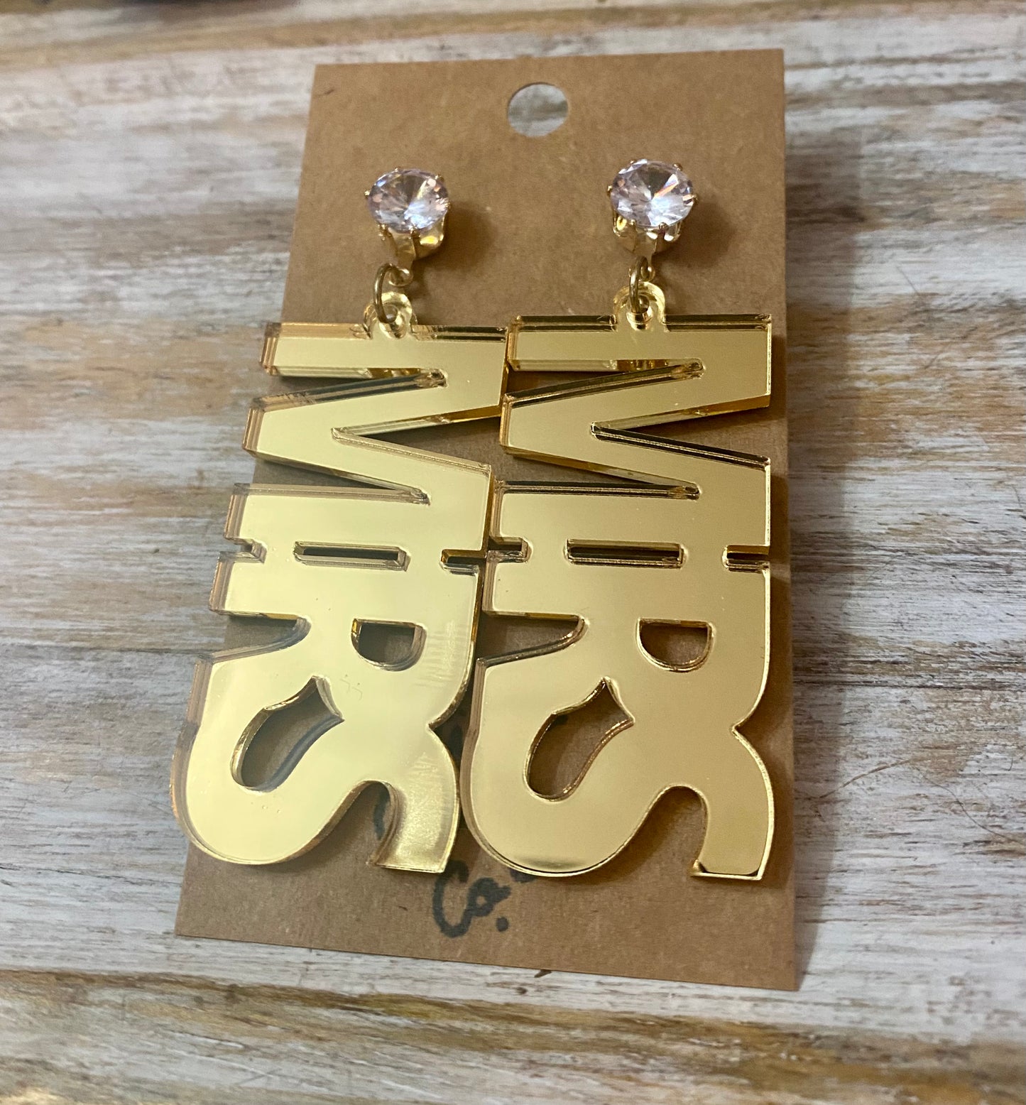 Mirror MRS acrylic earrings