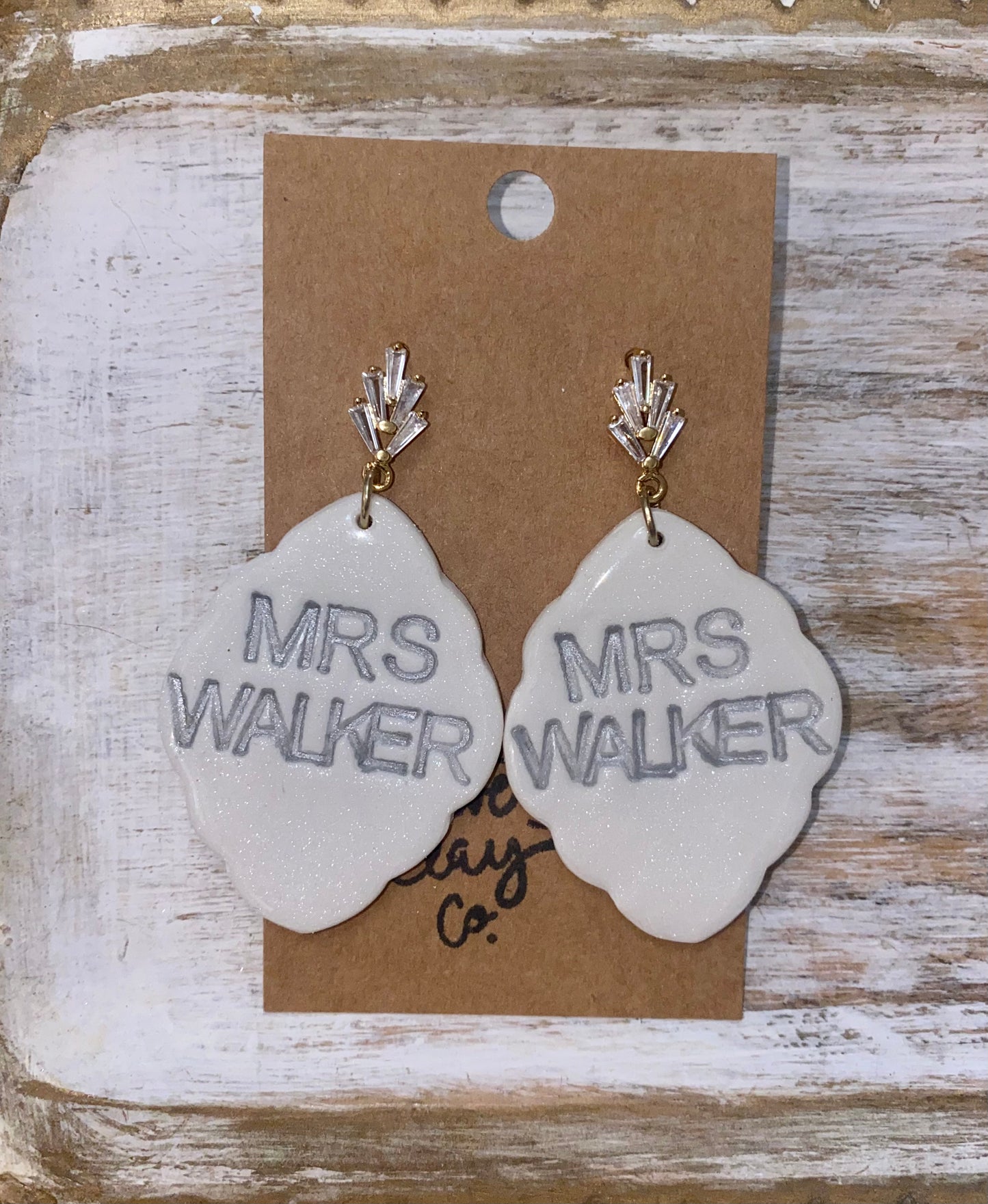 Personalized Silver Clay Earrings